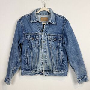 VTG Plain Pockets Denim Button Trucker Jean Jacket 80s Men's 38R JC Penney